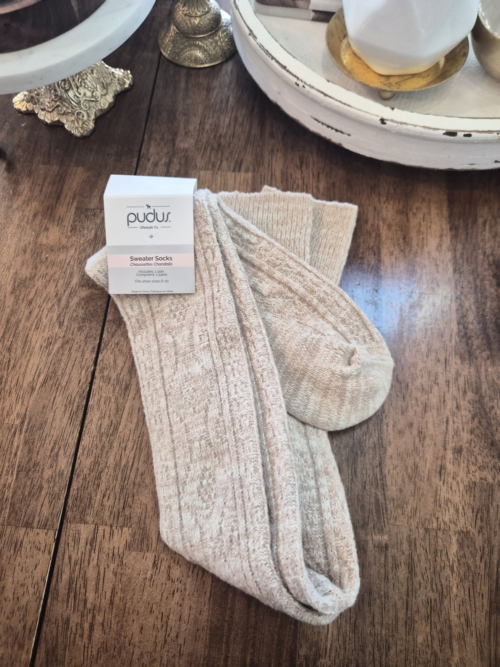 Womens Sweater Socks - Cream